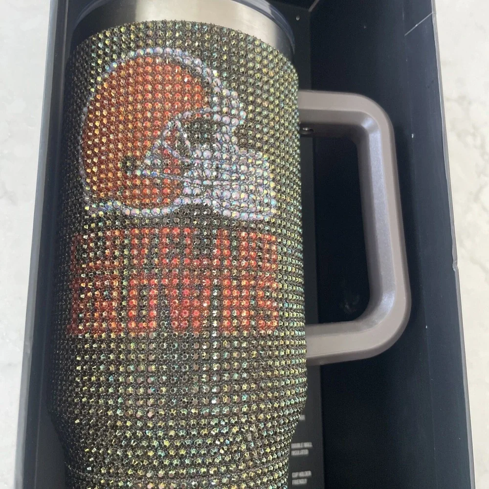 Cleveland Browns Bling Colossal 40oz Stainless Steel Tumbler Limited Edition NIB